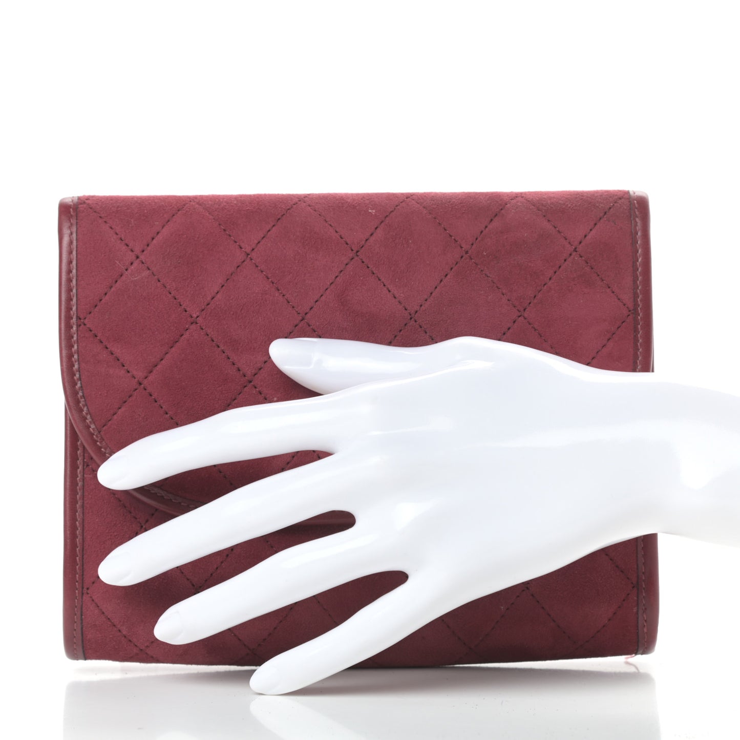 Suede Quilted Flap Clutch Red