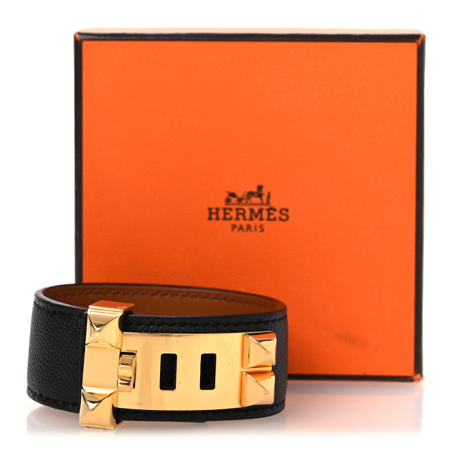 Hermes Madame Calfskin Collier de Chien CDC 24 Bracelet T2 Black 7 of 7