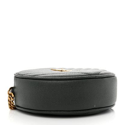 Saint Laurent Grain De Poudre Matelasse Chevron Quilted Round Vinyle Camera Bag New Vert Fonce 4 of 10