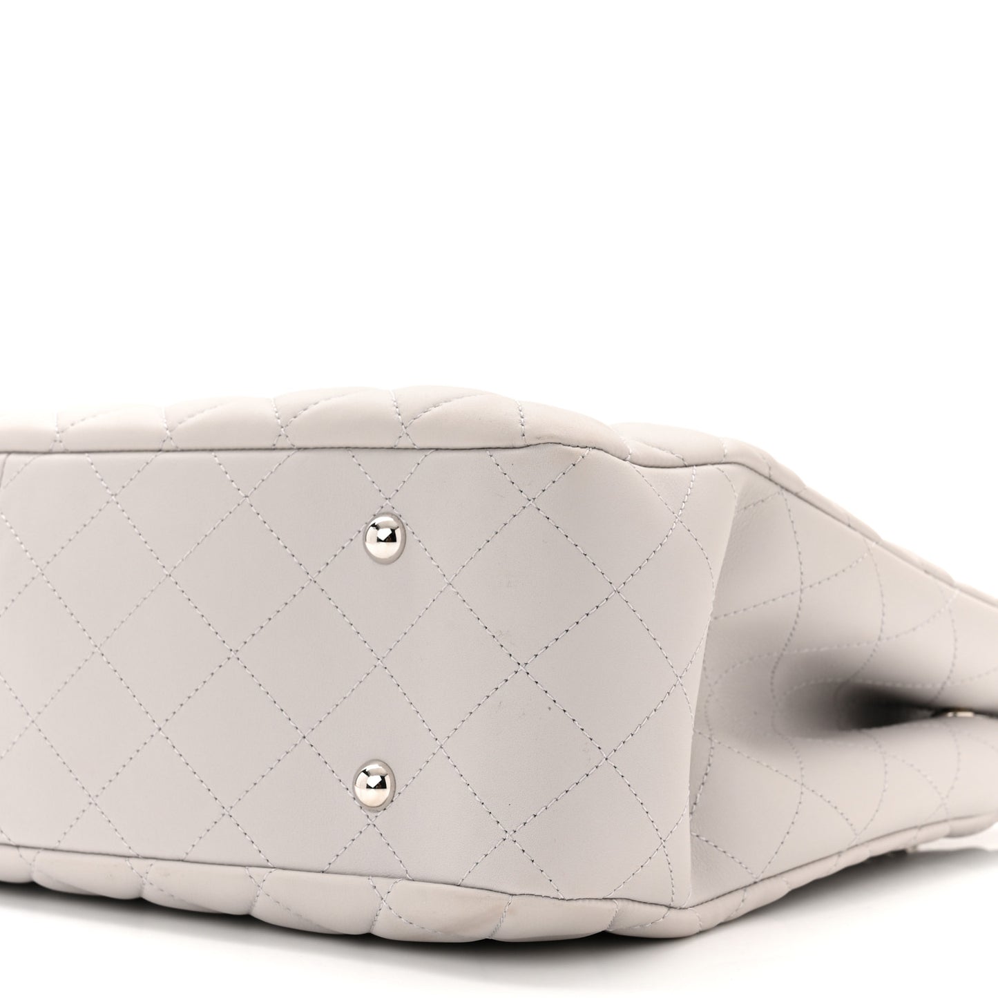 Calfskin Quilted Large Classic Shopping Tote Grey