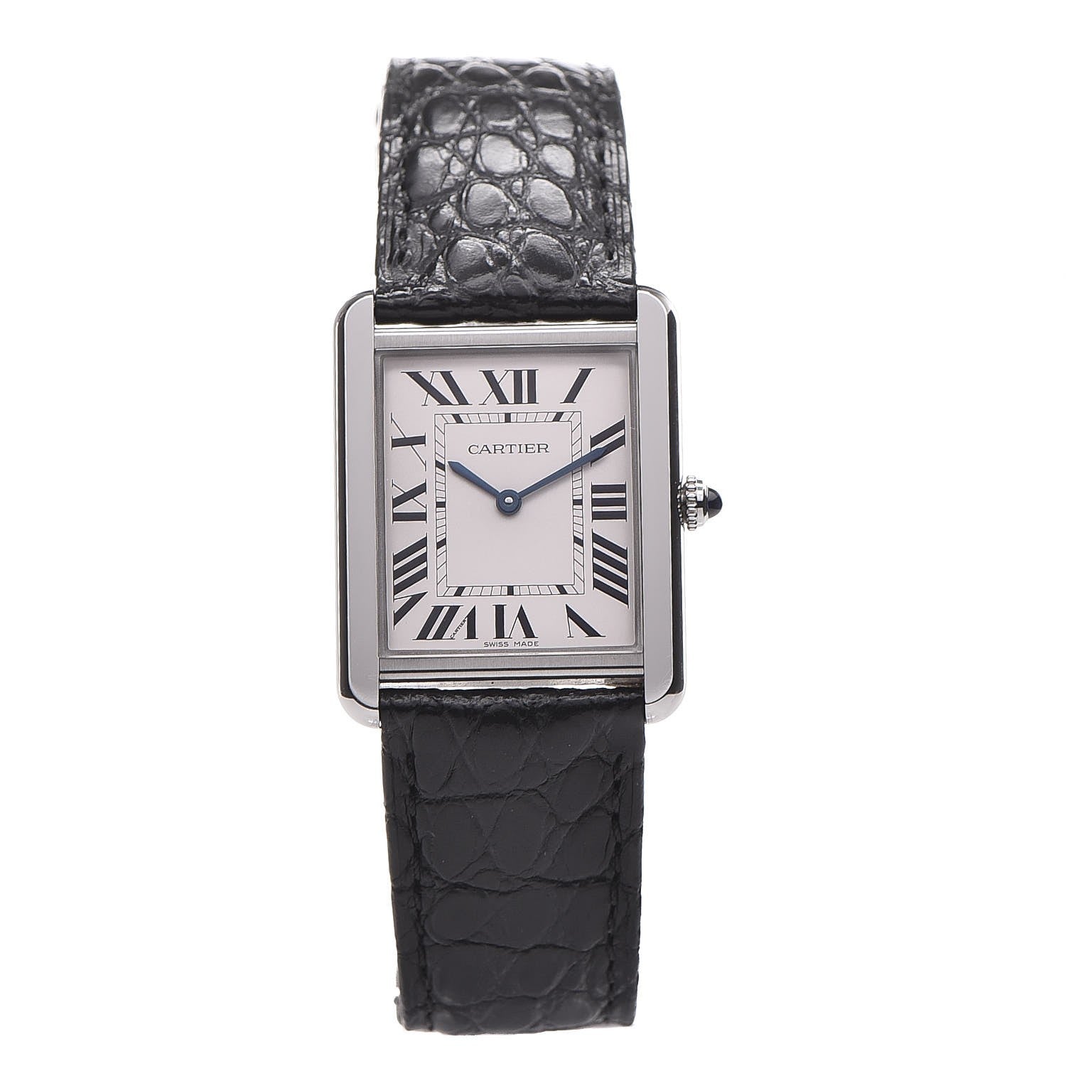 Cartier Stainless Steel Alligator 27mm Tank Solo Quartz Watch 1 of 8