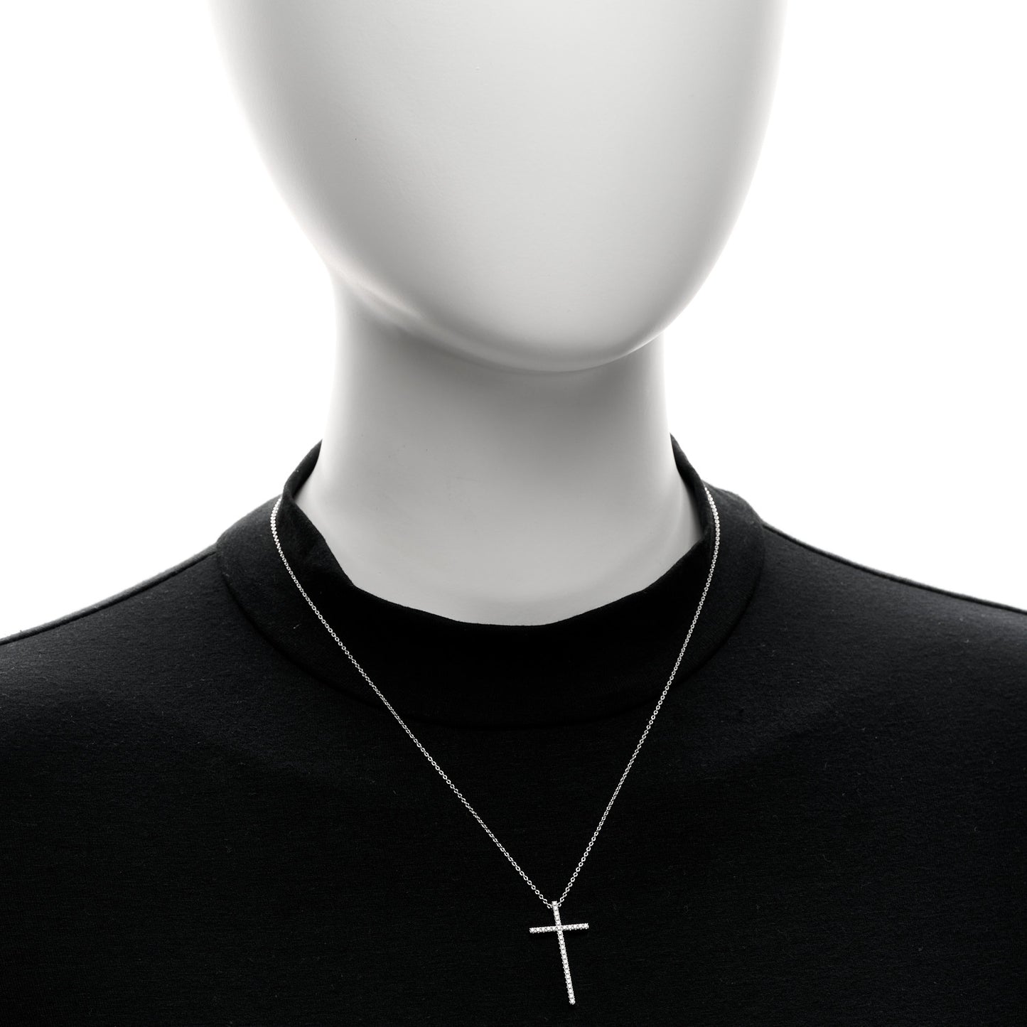 18K White Gold Diamond Metro Cross Pendant Necklace