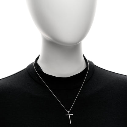 Tiffany 18K White Gold Diamond Metro Cross Pendant Necklace 2 of 6