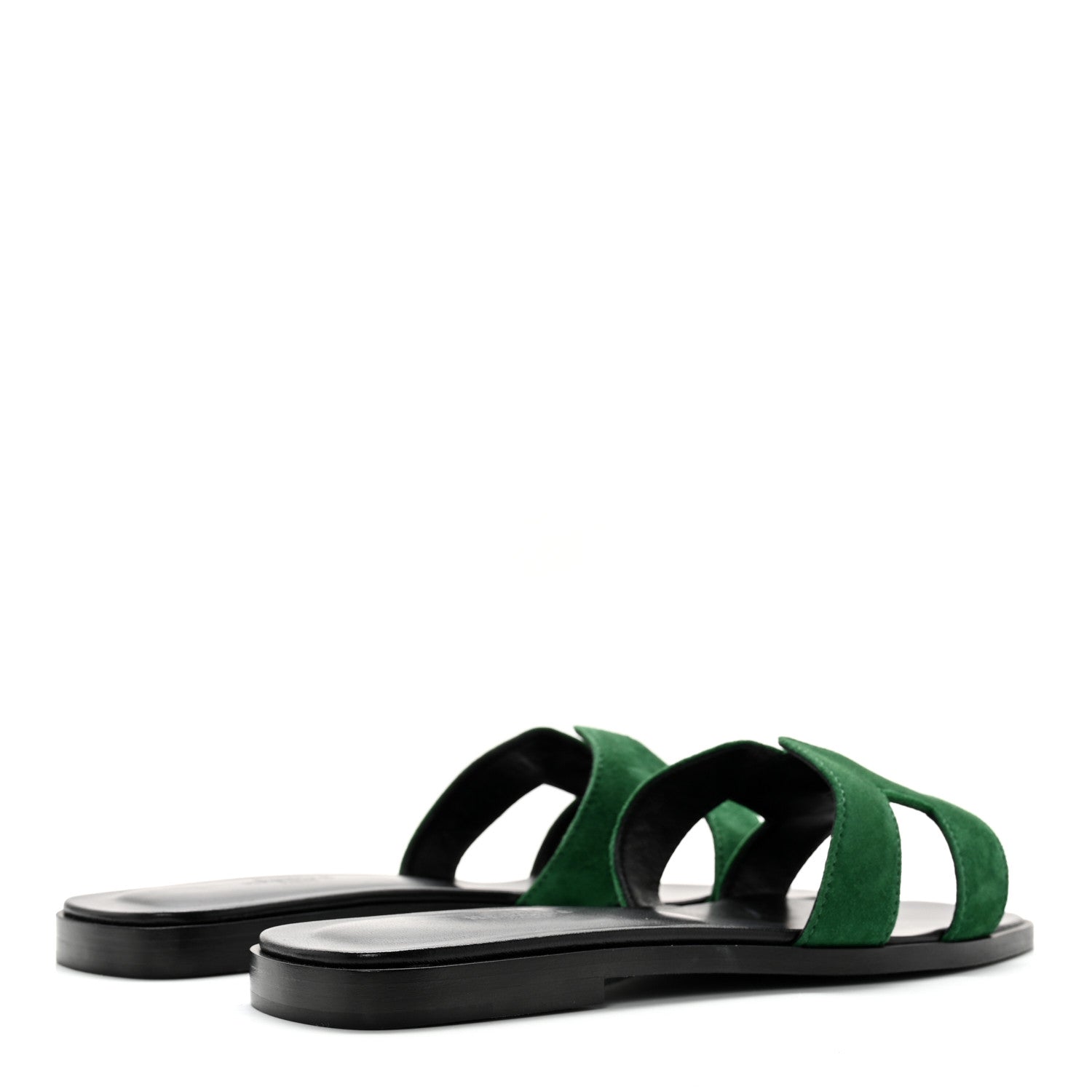 Hermes Suede Goatskin Oran Sandals 37.5 Vert Electrique 4 of 11