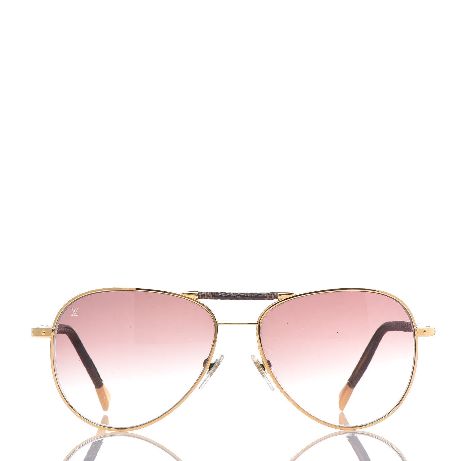 Louis Vuitton Damier Ebene Conspiration Pilote Sunglasses Z0202U Gold 3 of 7
