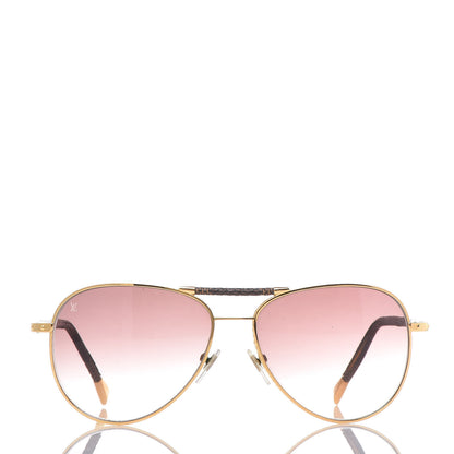 Louis Vuitton Damier Ebene Conspiration Pilote Sunglasses Z0202U Gold 3 of 7
