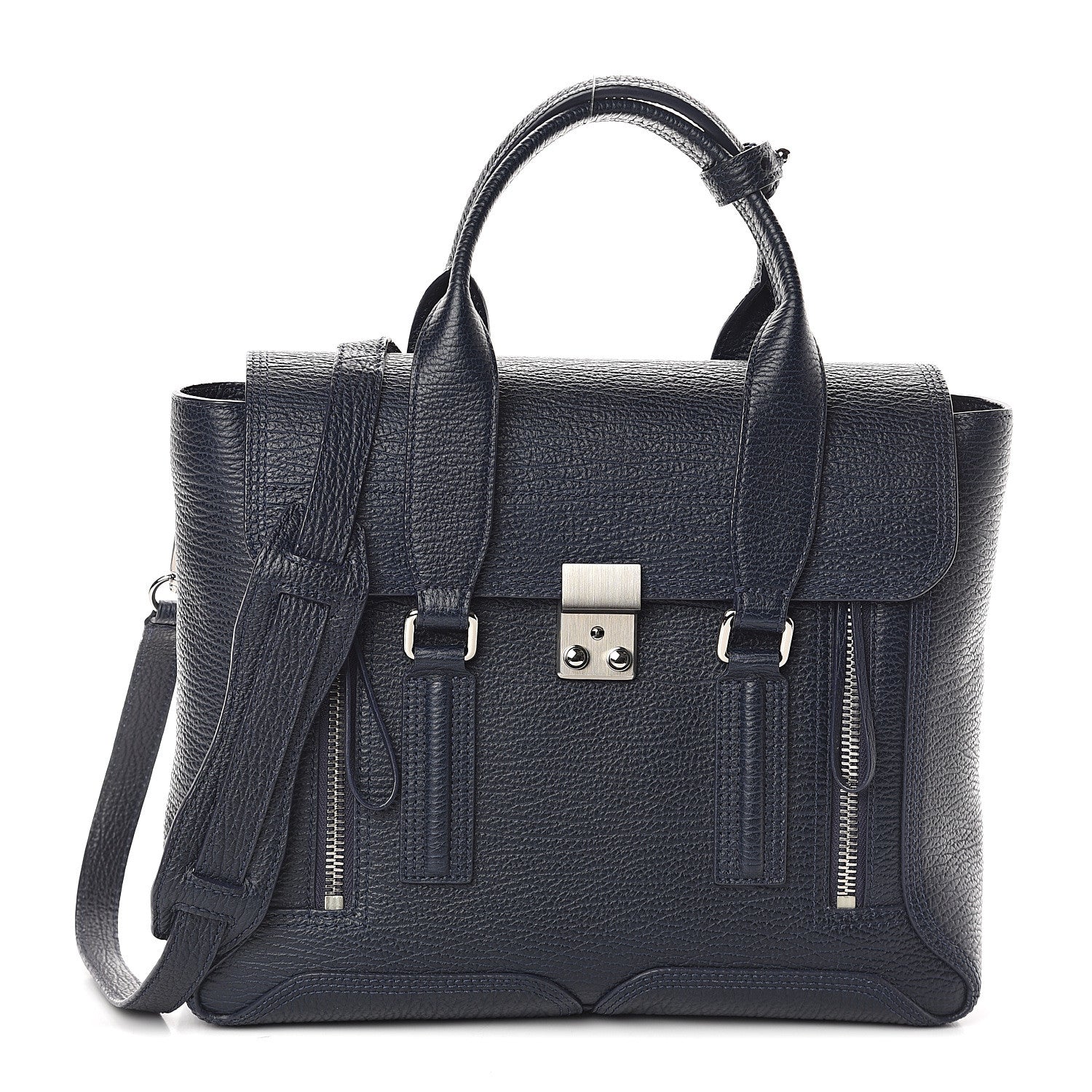 3.1 Phillip Lim 3.1 Textured Calfskin Medium Pashli Satchel Ink 1 of 8