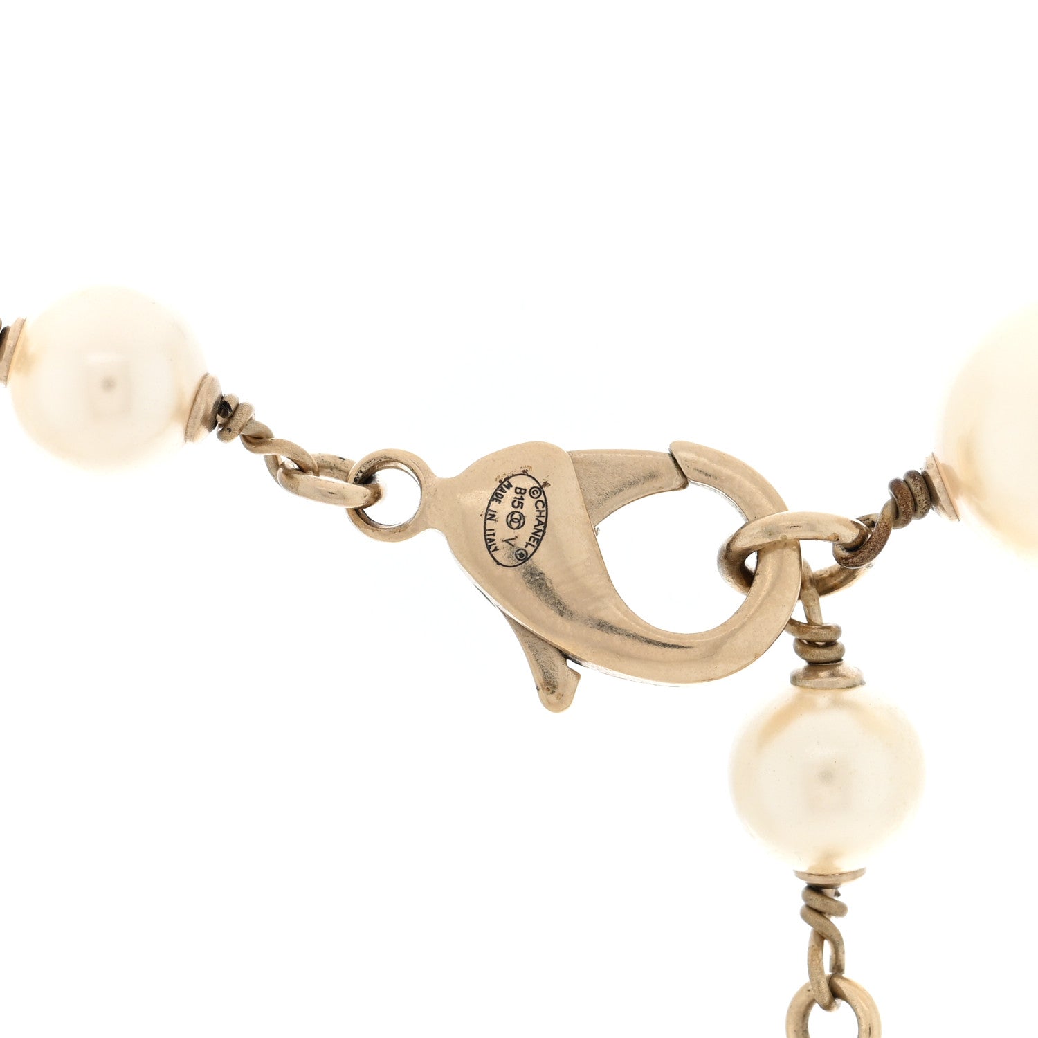 Chanel Graduated Pearl Crystal CC Necklace White 4 of 5