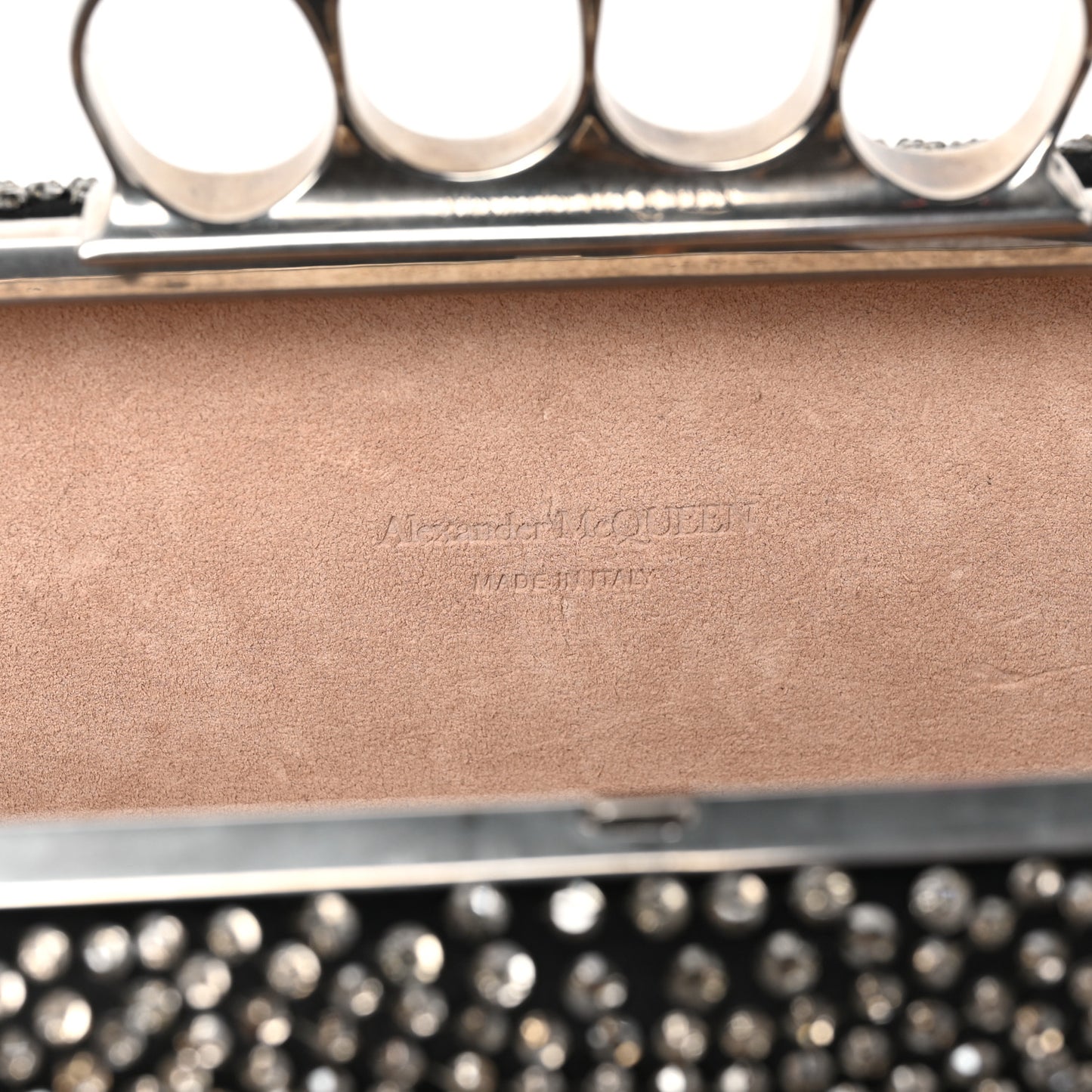 Silk Crystal Knucklebox Clutch Black