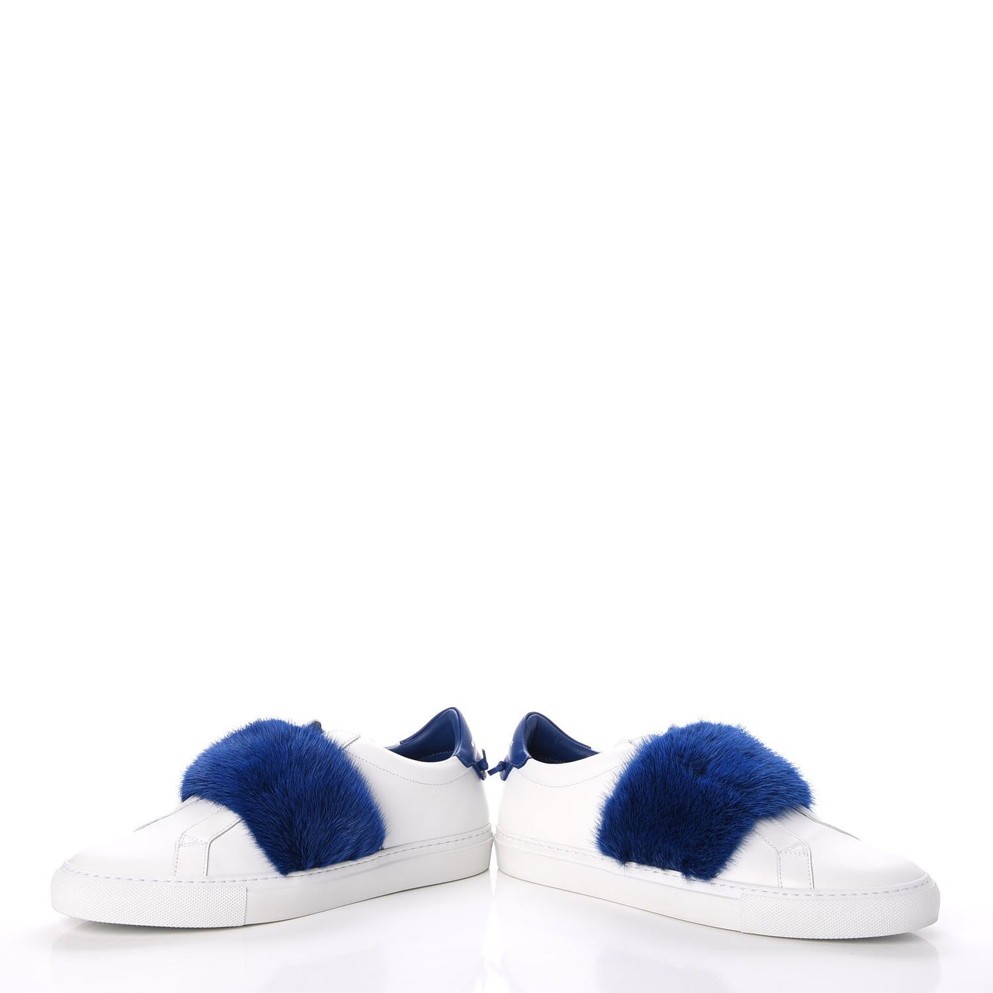 Calfskin Mink Fur Womens Urban Street Sneakers 41 White Electric Blue
