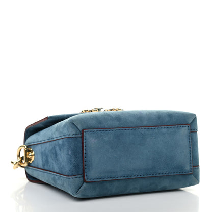 Dolce & Gabbana Suede Crystal Millennials Mini Top Handle Bag Blue Red 4 of 10
