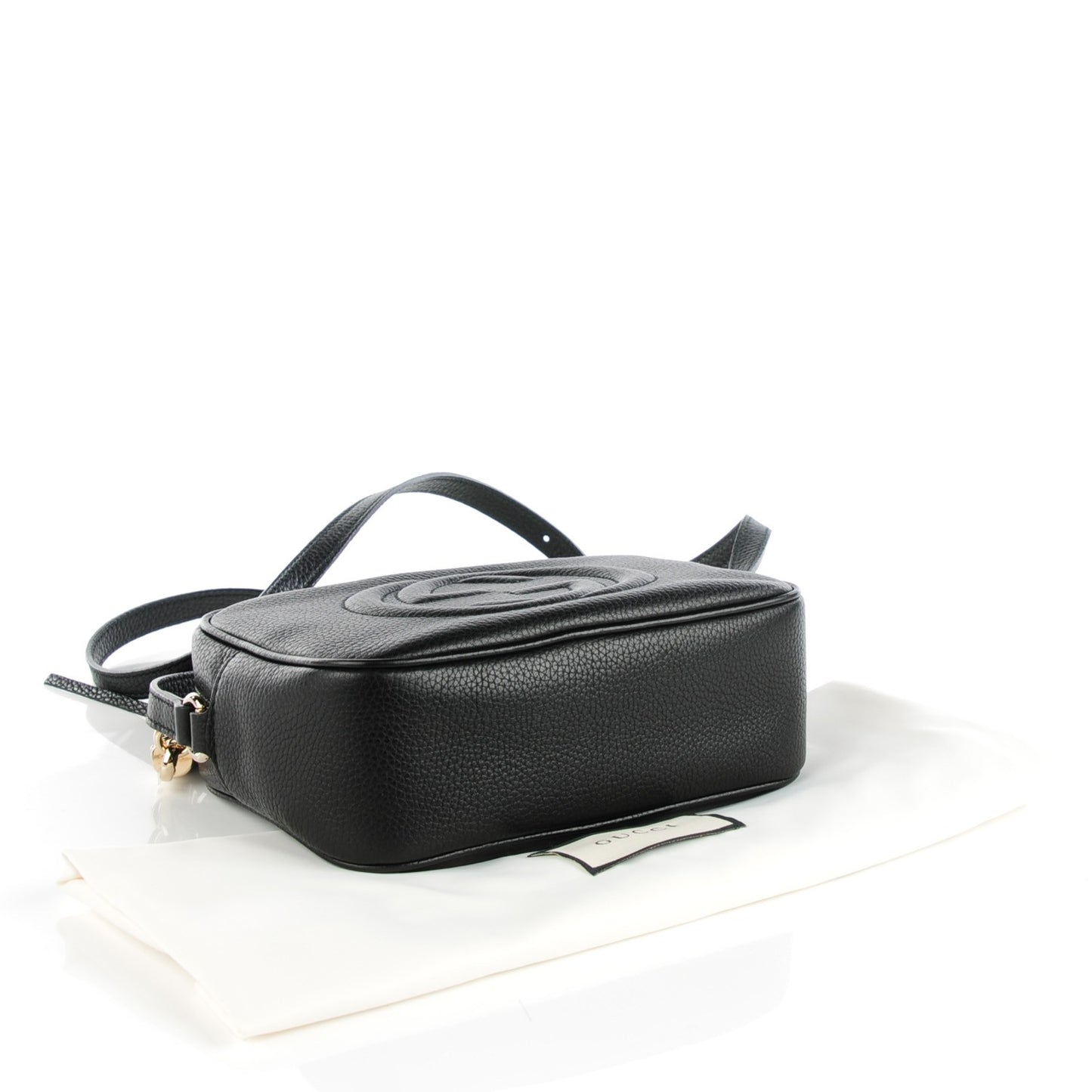 Pebbled Calfskin Small Soho Disco Bag Black