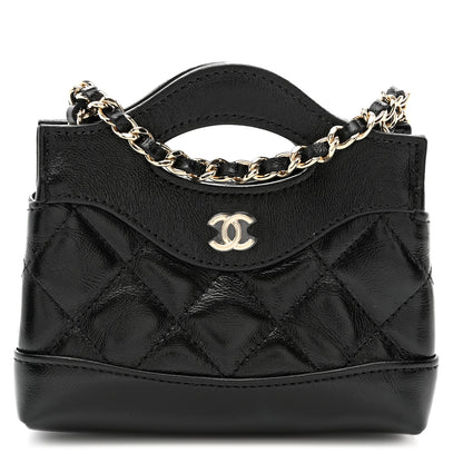 Chanel Shiny Lambskin Quilted Micro 31 Clutch With Chain Black 1 of 11