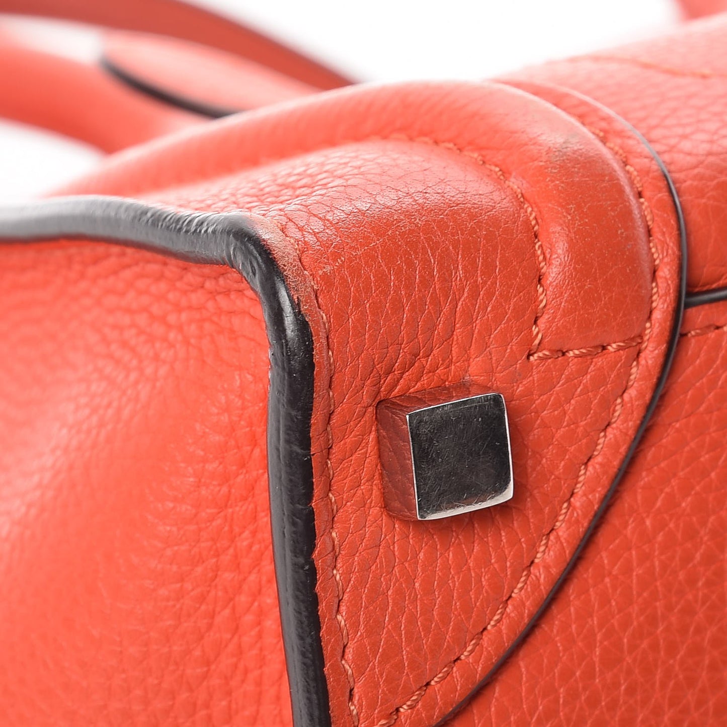 Drummed Calfskin Micro Luggage Vermillion