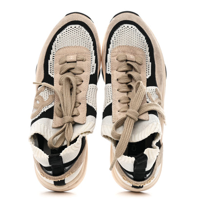 Chanel Mesh Suede Fabric Womens CC Sneakers 38.5 Light Pink White Black 2 of 11