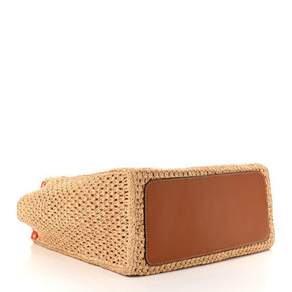 Louis Vuitton Raffia Calfskin Saint Tropez OnTheGo MM Natural Orange 5 of 12