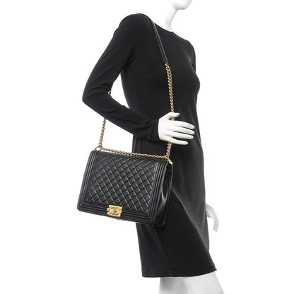 Chanel Lambskin Quilted Large Boy Flap Black 2 of 10