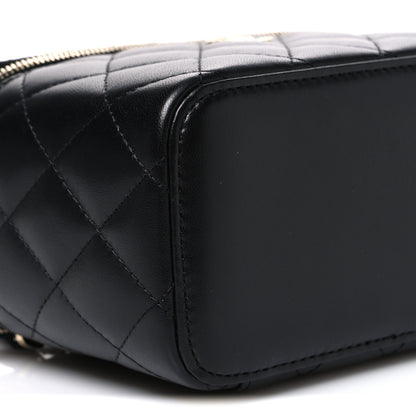 Chanel Lambskin Quilted Small Top Handle Vanity Case With Chain Black 9 of 10