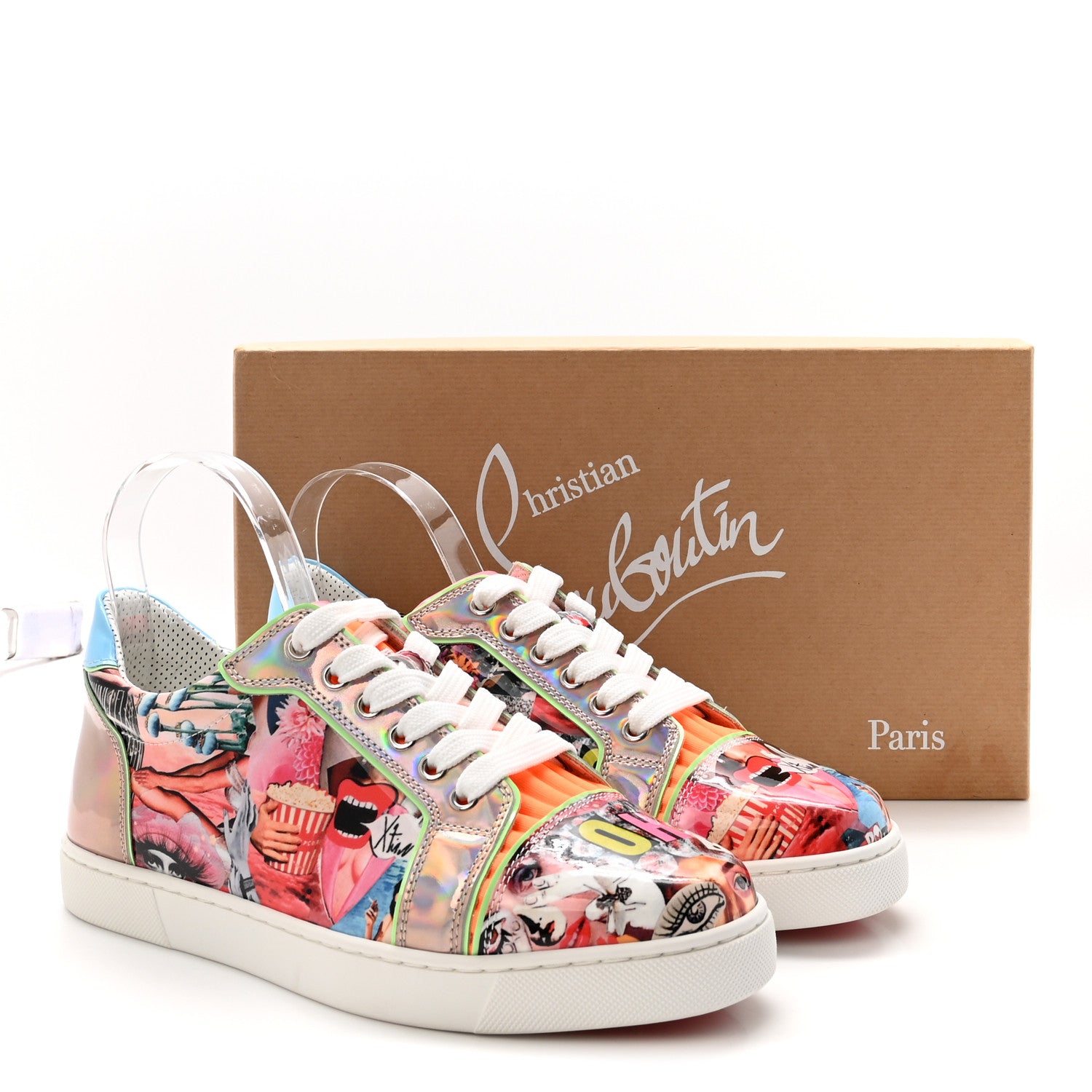 Christian Louboutin Patent Oh Xtian Womens Vieira Flat Sneakers 38