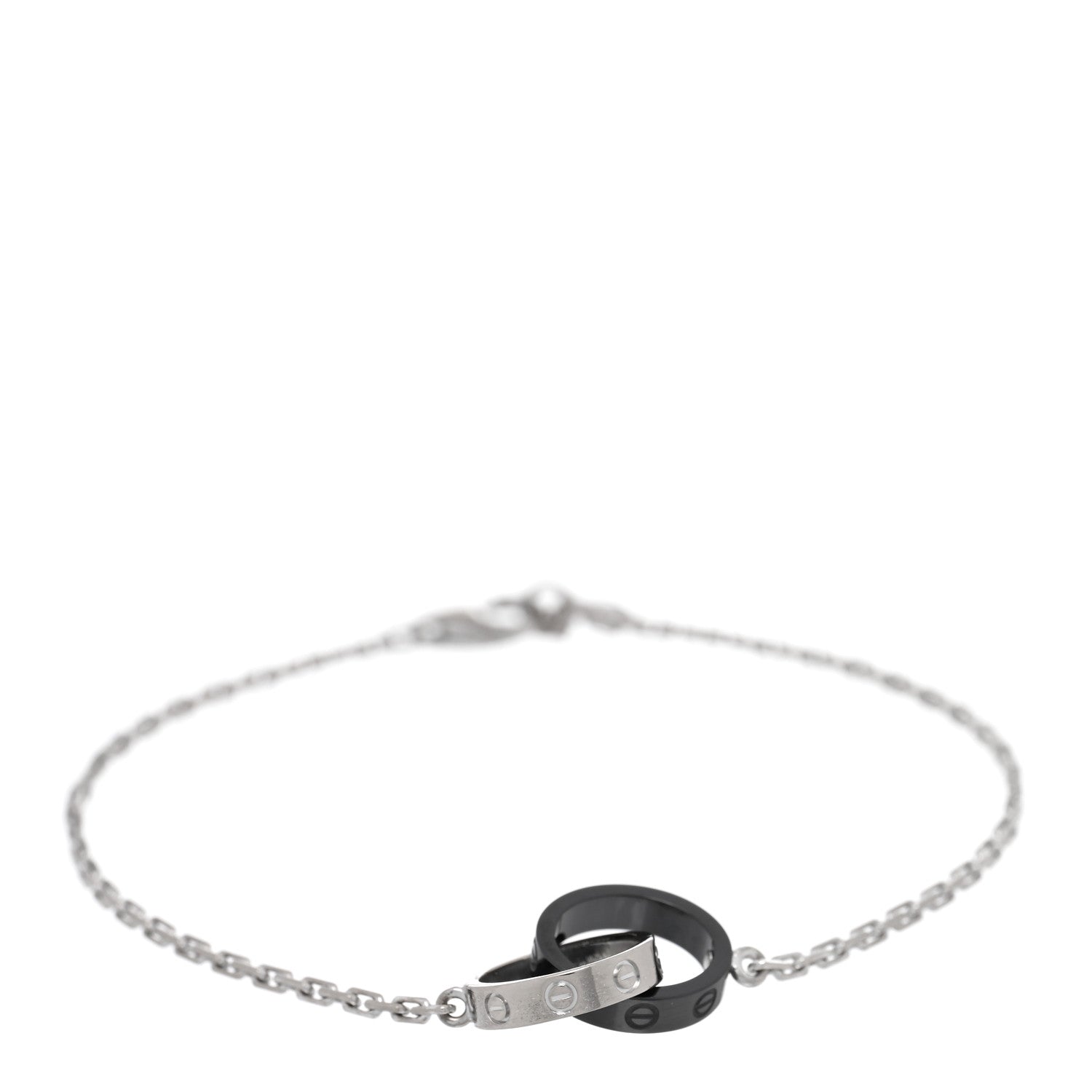 Cartier 18K White Gold Black Ceramic Interlocking LOVE Bracelet 1 of 3