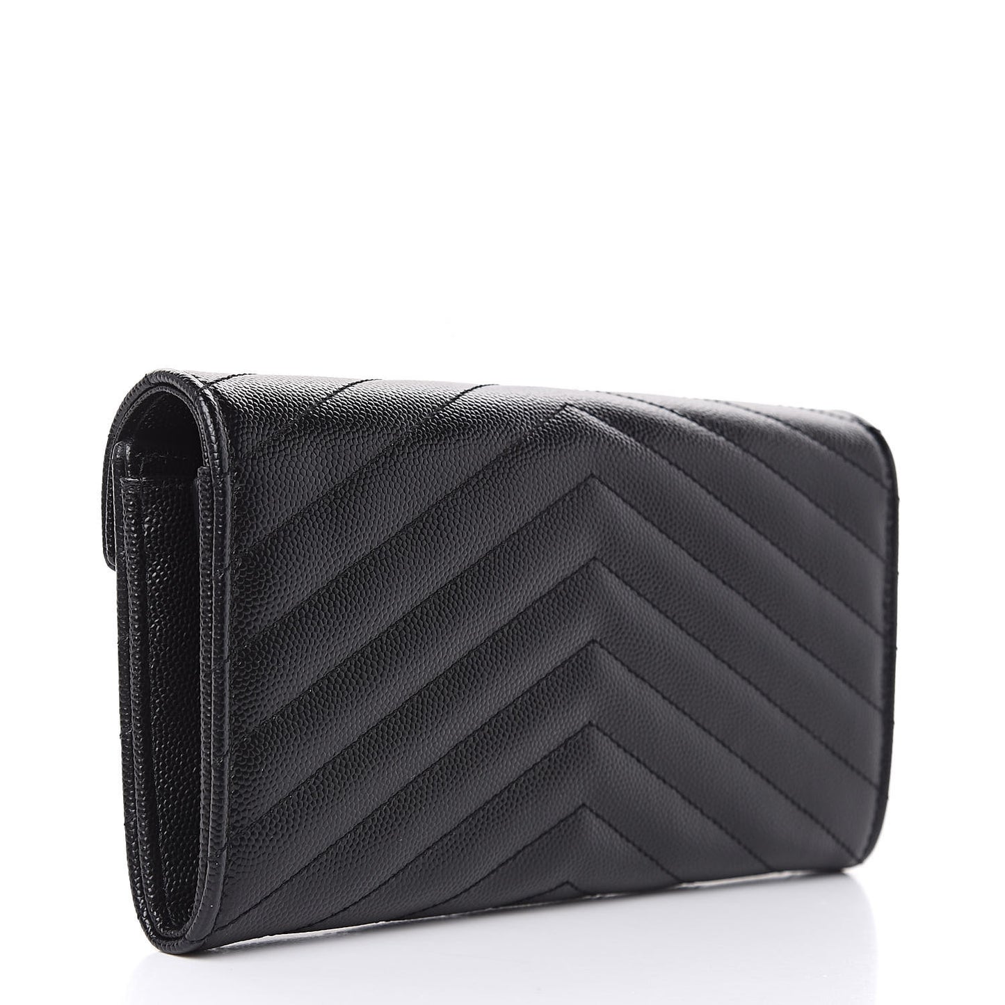 Grain De Poudre Matelasse Chevron Monogram Flap Wallet Black
