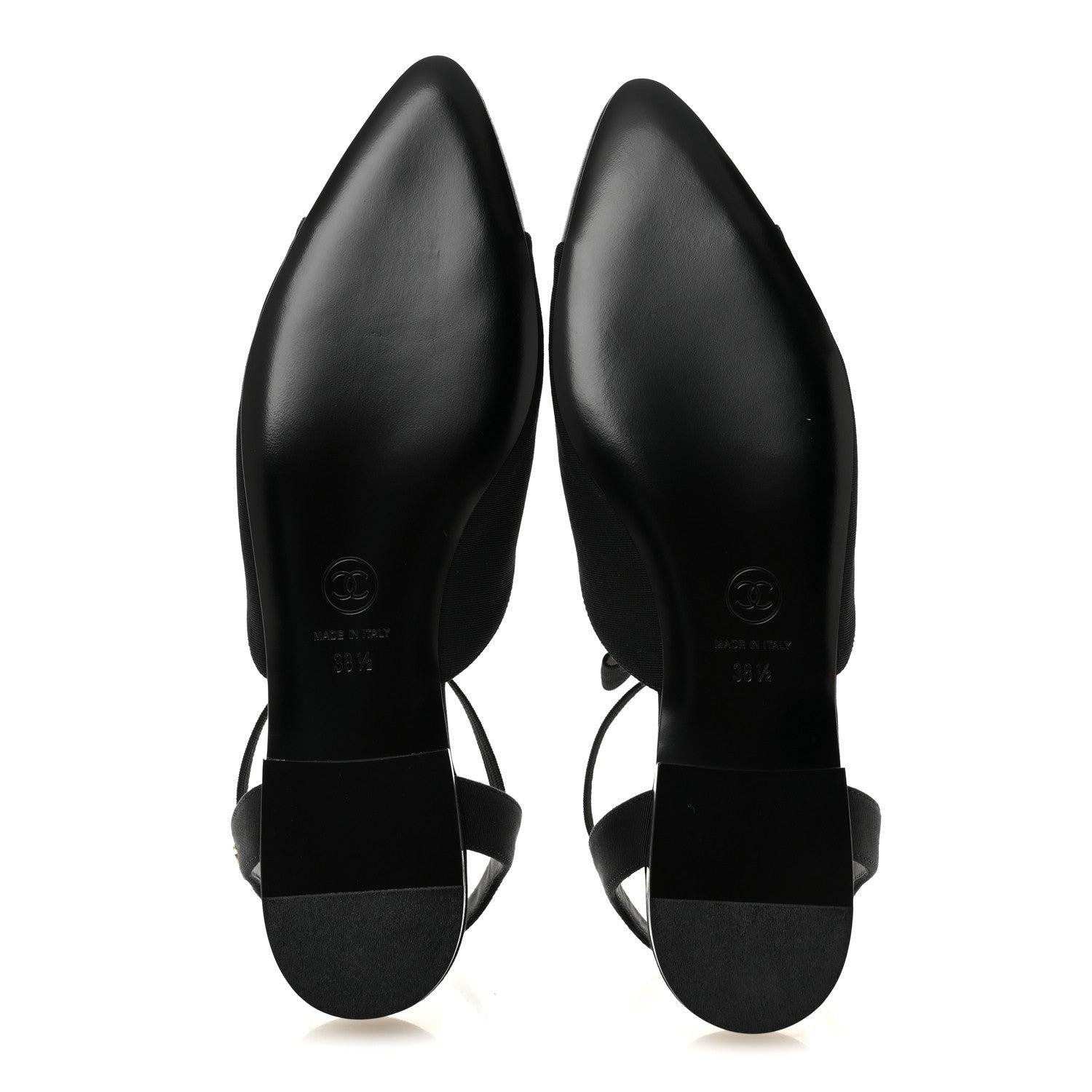 Chanel Satin Slingback Cap Toe Bow Flats 39.5 Black 6 of 10