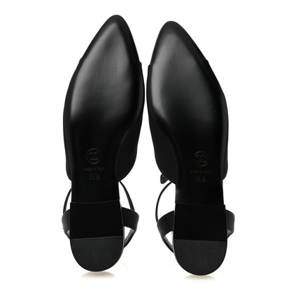 Chanel Satin Slingback Cap Toe Bow Flats 39.5 Black 6 of 10