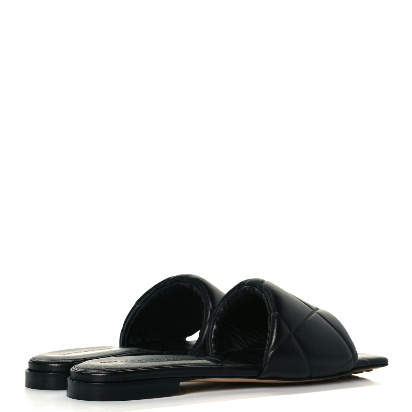 Nappa Quilted Rubber Lido Flat Sandals 37 Black