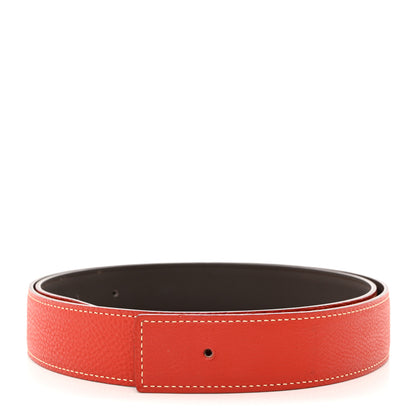 Hermes Box Togo 32mm Belt Strap 90 Rouge Casaque Chocolate 1 of 9