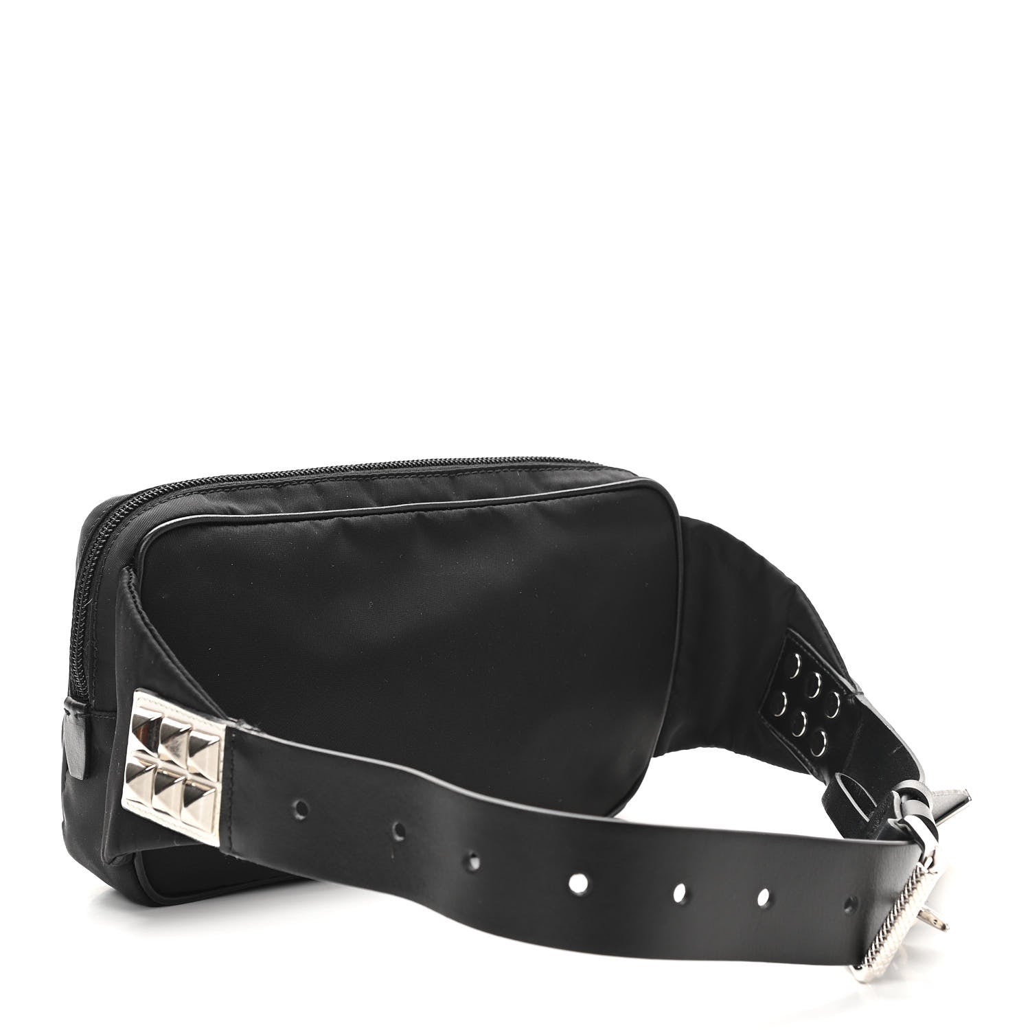 Prada Tessuto Nylon Studded Belt Bag Black White 3 of 10