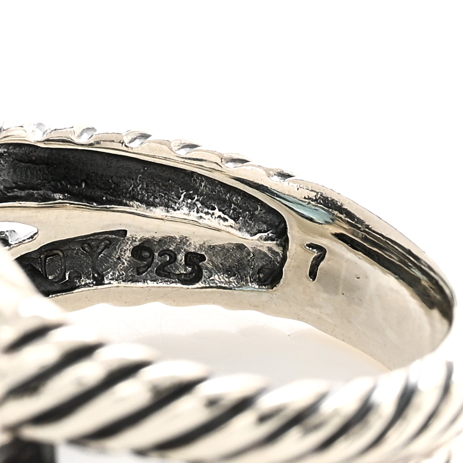 David Yurman Sterling Silver Diamond Blue Topaz 11mm Albion Ring 53 6.5 4 of 4