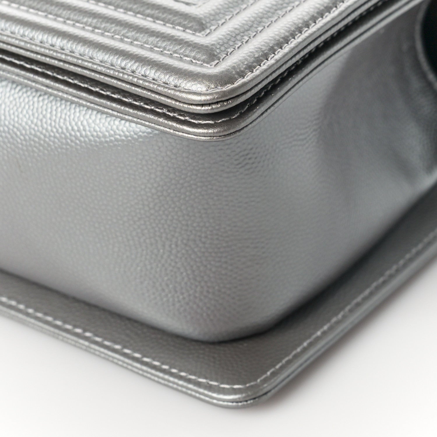 Chanel Metallic Caviar Quilted Medium Boy Flap Silver 9 of 10
