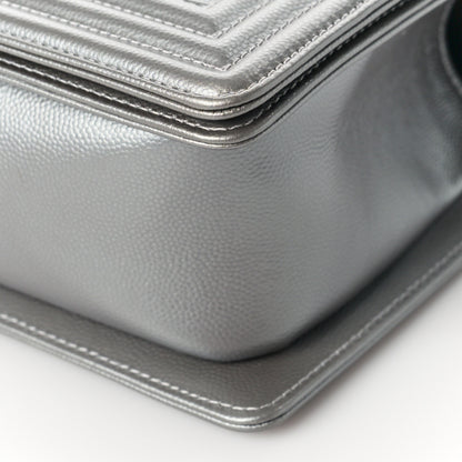 Chanel Metallic Caviar Quilted Medium Boy Flap Silver 9 of 10