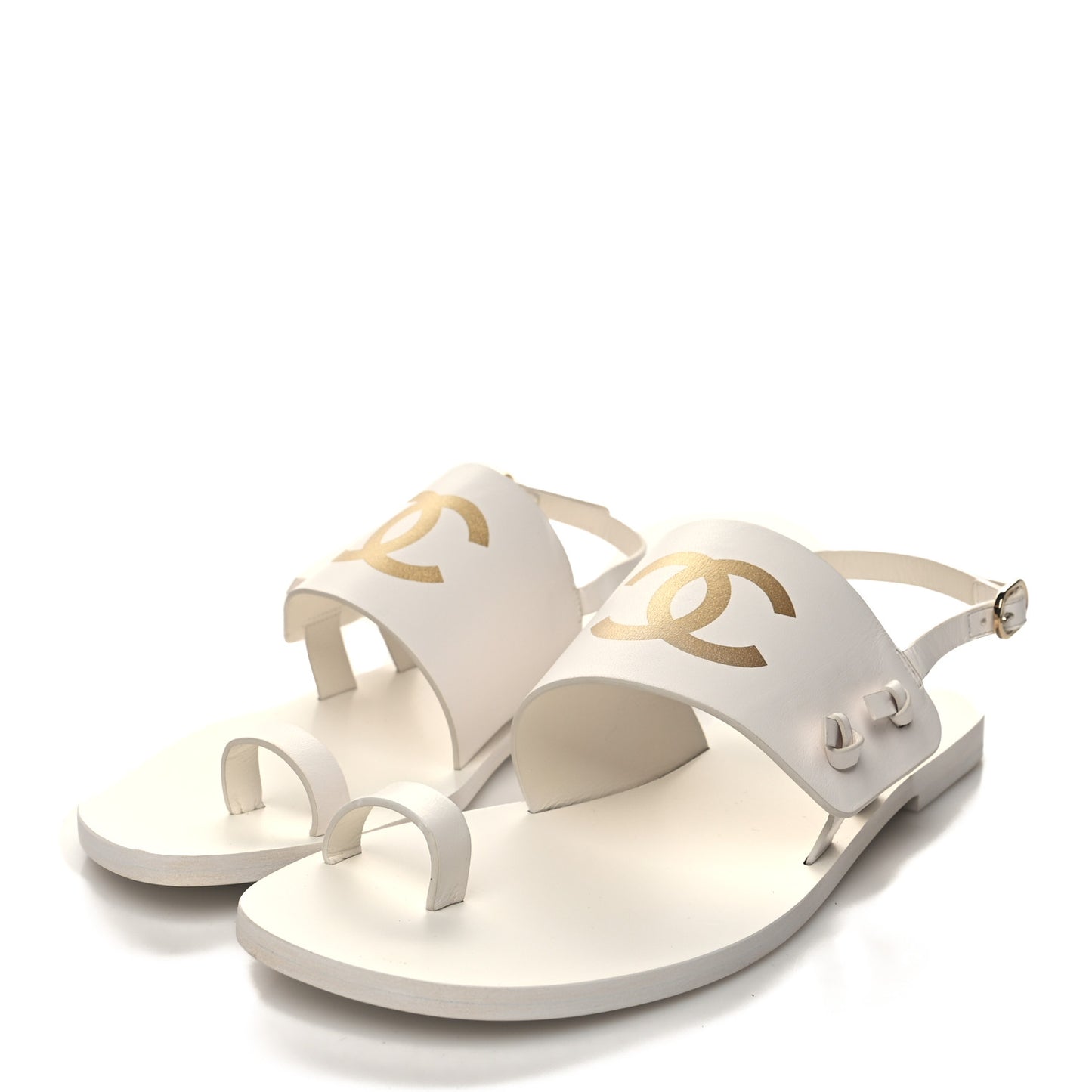 Goatskin CC Sandals 38.5 White