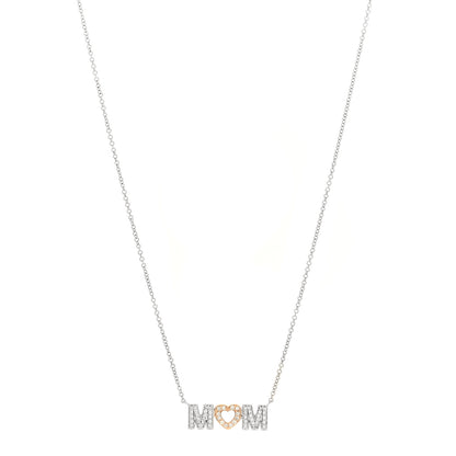 Tiffany 18K White Rose Gold Diamond MOM Pendant Necklace 1 of 4