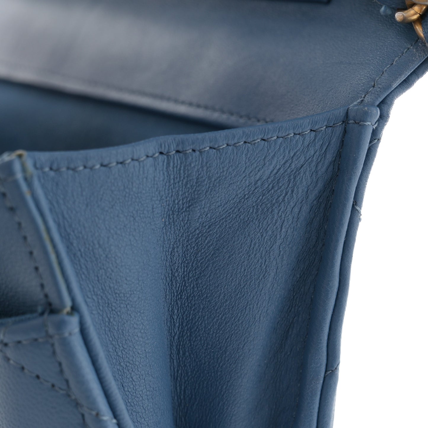 Lambskin Quilted Wallet On Chain WOC Light Blue