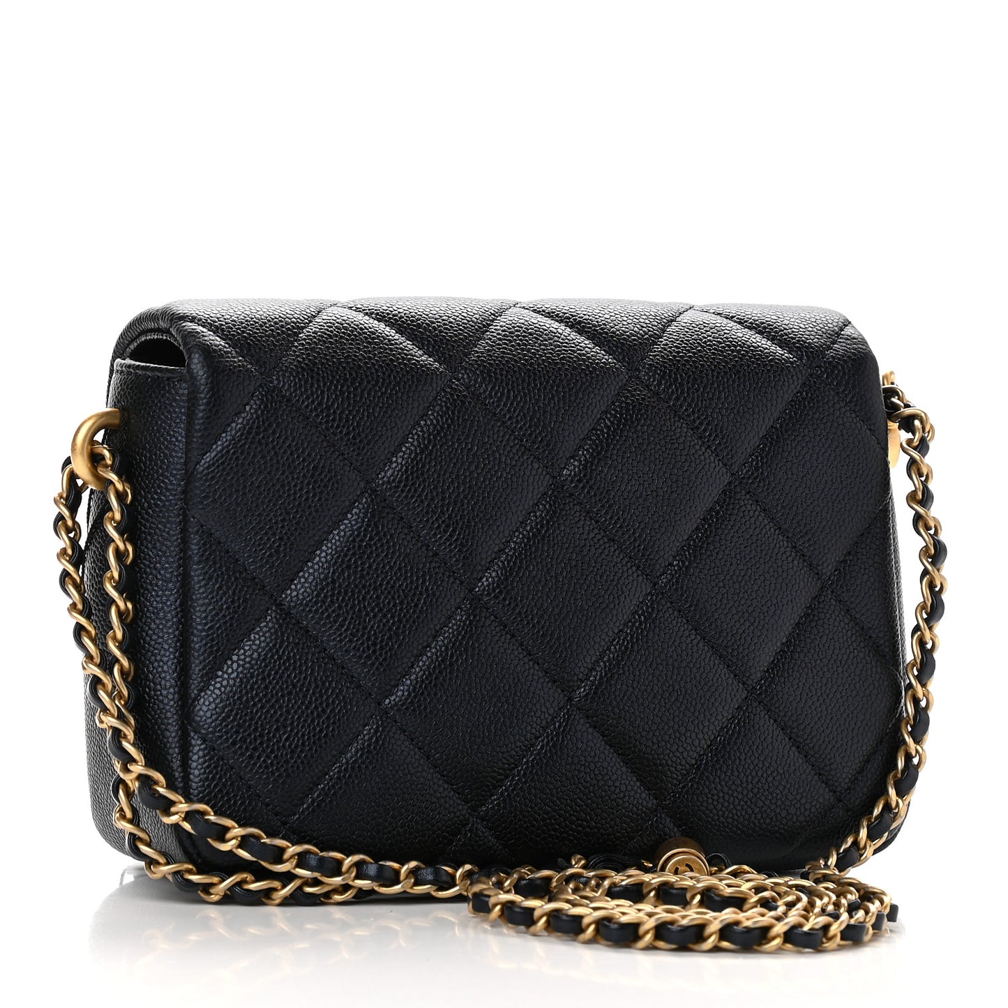 Iridescent Caviar Quilted Mini My Perfect Flap Black