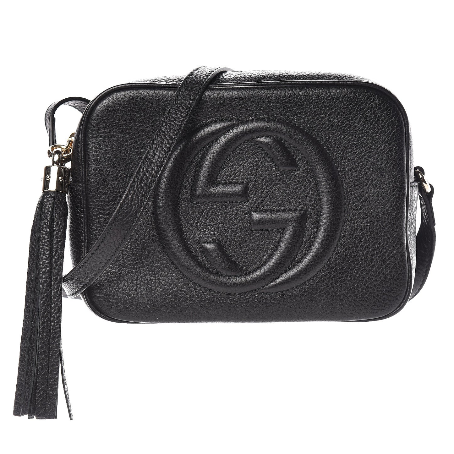Pebbled Calfskin Small Soho Disco Bag Black