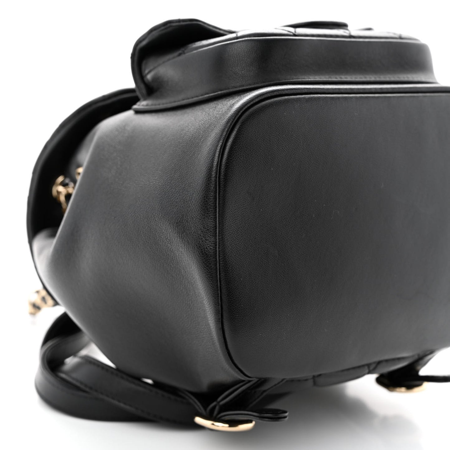 Lambskin Quilted Small Duma Drawstring Backpack Black