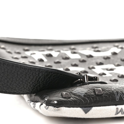 MCM X Ekocycle Visetos Wristlet Pouch White Black 7 of 8