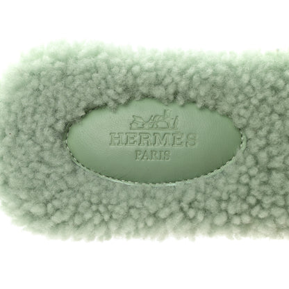 Hermes Woolskin Oran Sandals 36 Vert D'Eau 7 of 8