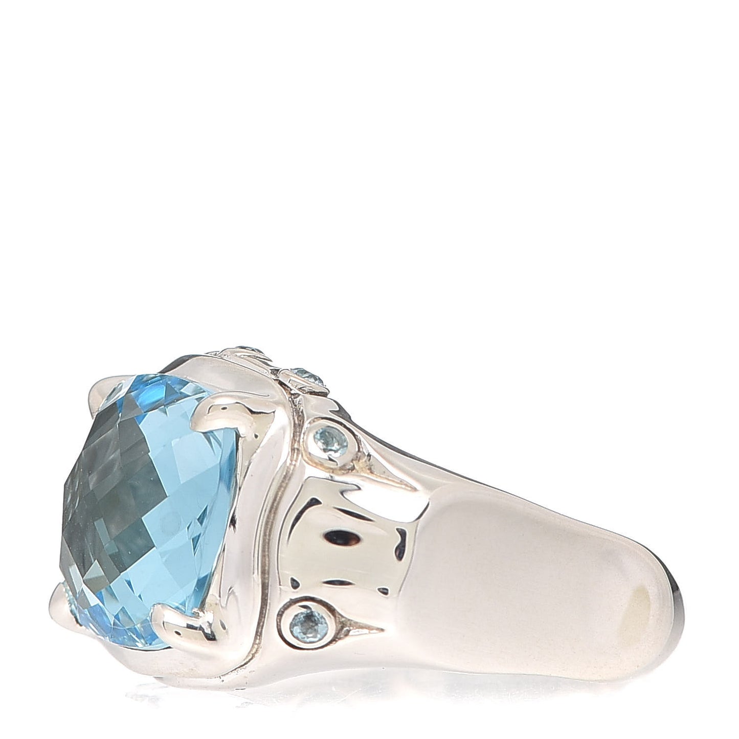 Sterling Silver Blue Topaz Bamboo Ring 54 7