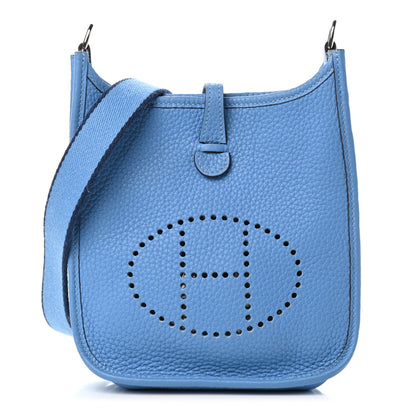 Hermes Taurillon Clemence Amazone Evelyne TPM Bleu Paradis Bleu Saphir 1 of 9