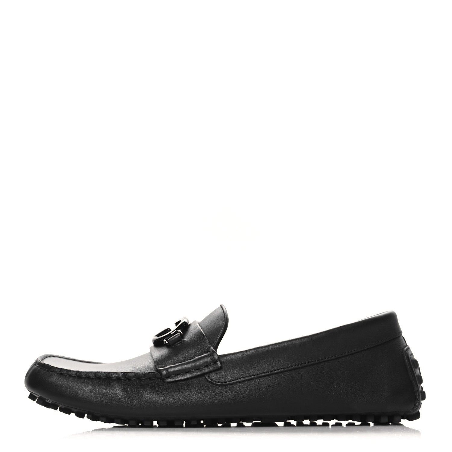 Gucci Soft Clove Calfskin Monochrome Mens Interlocking G Driver Loafers 9 Black 1 of 10