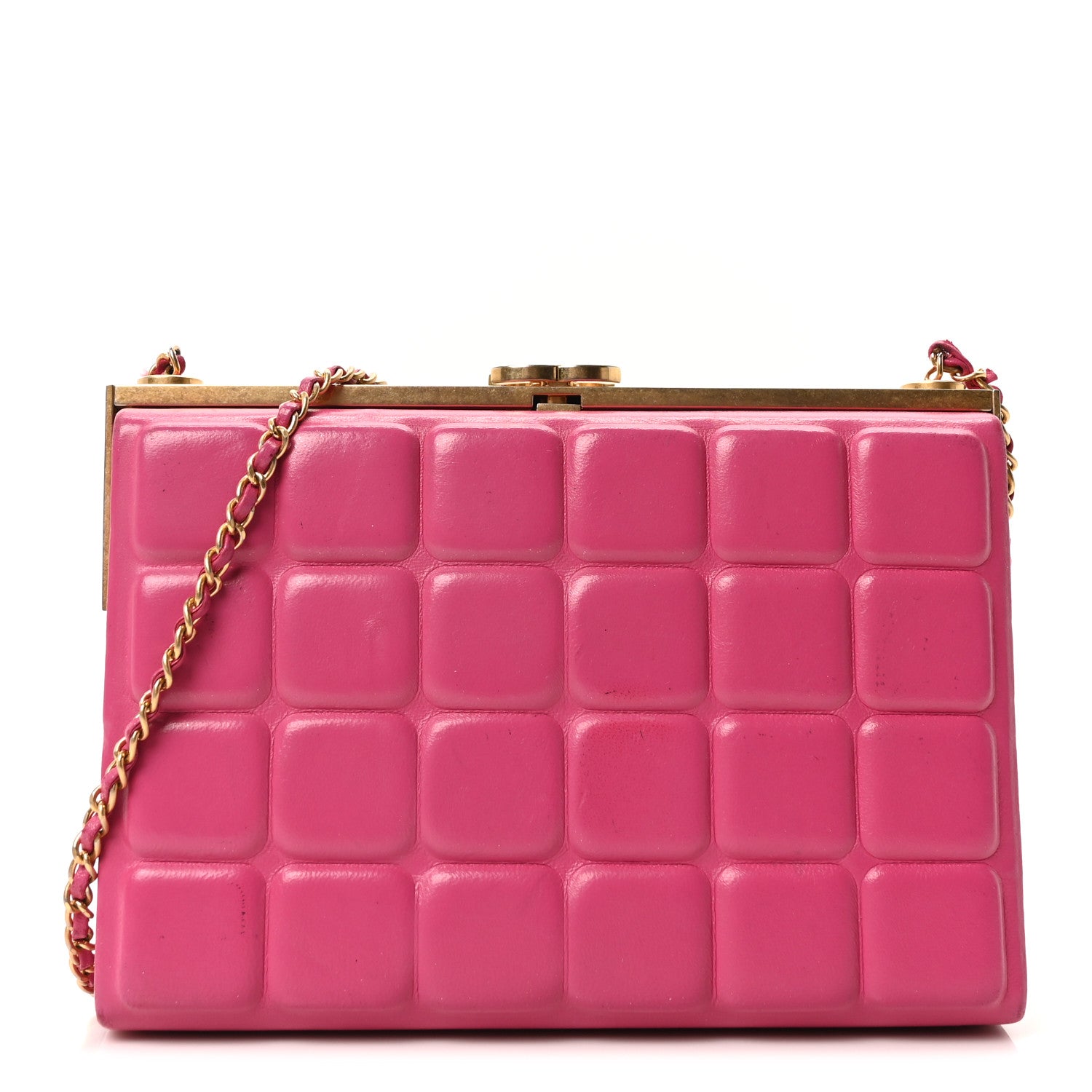 Chanel Lambskin Chocolate Bar Lock Clutch Bag Pink 1 of 10