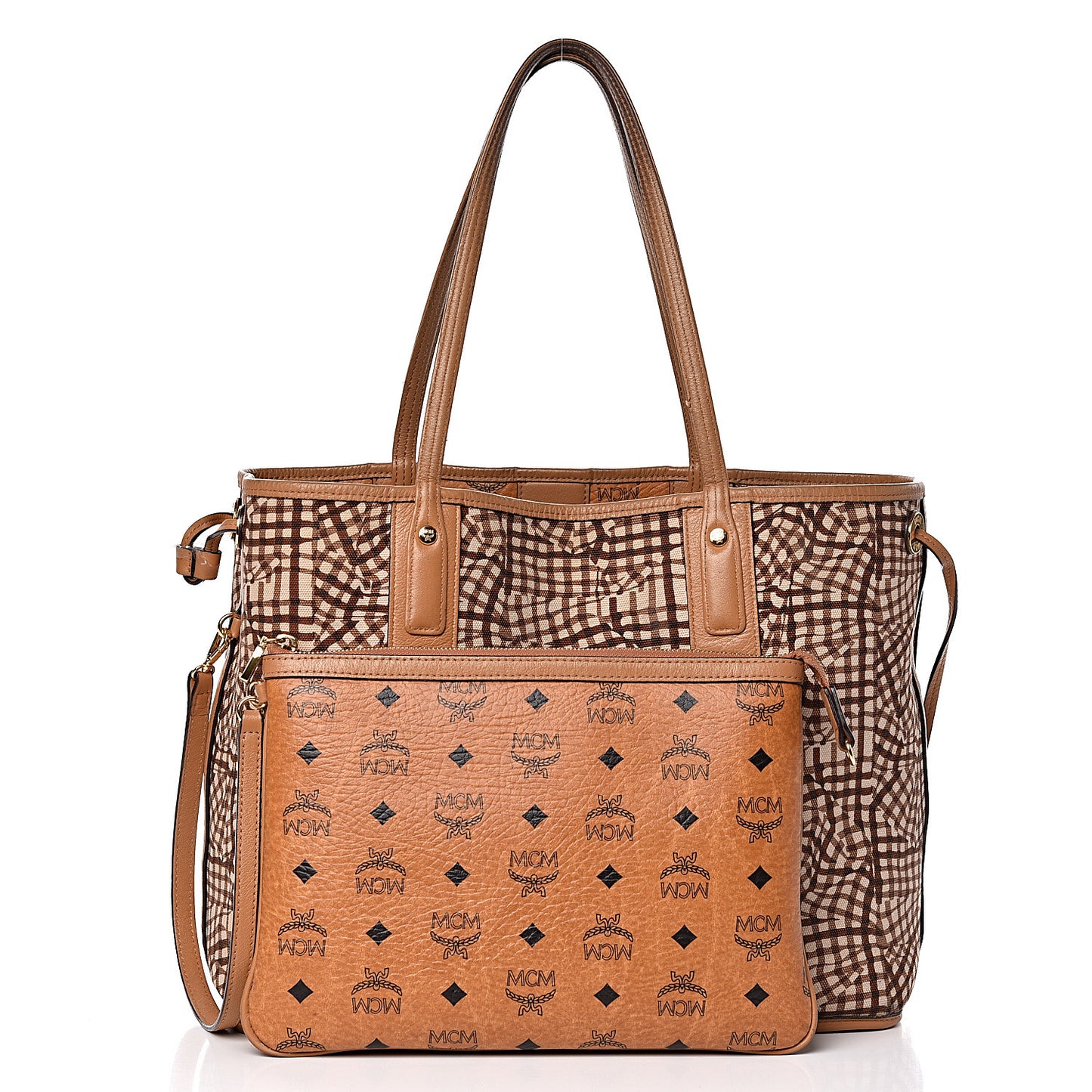 Visetos Medium Liz Reversible Shopper Tote Cognac