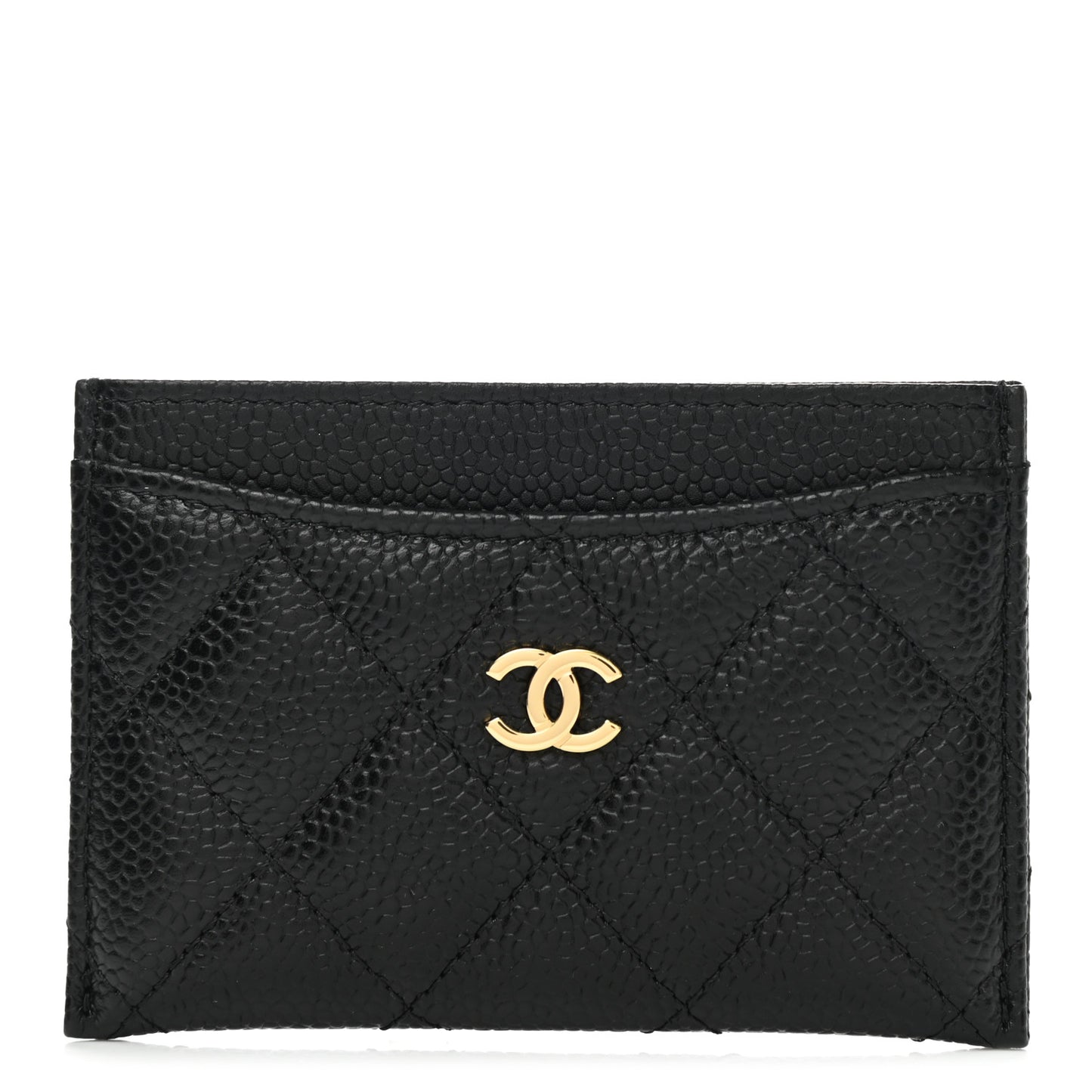 Caviar Quilted Card Holder Black