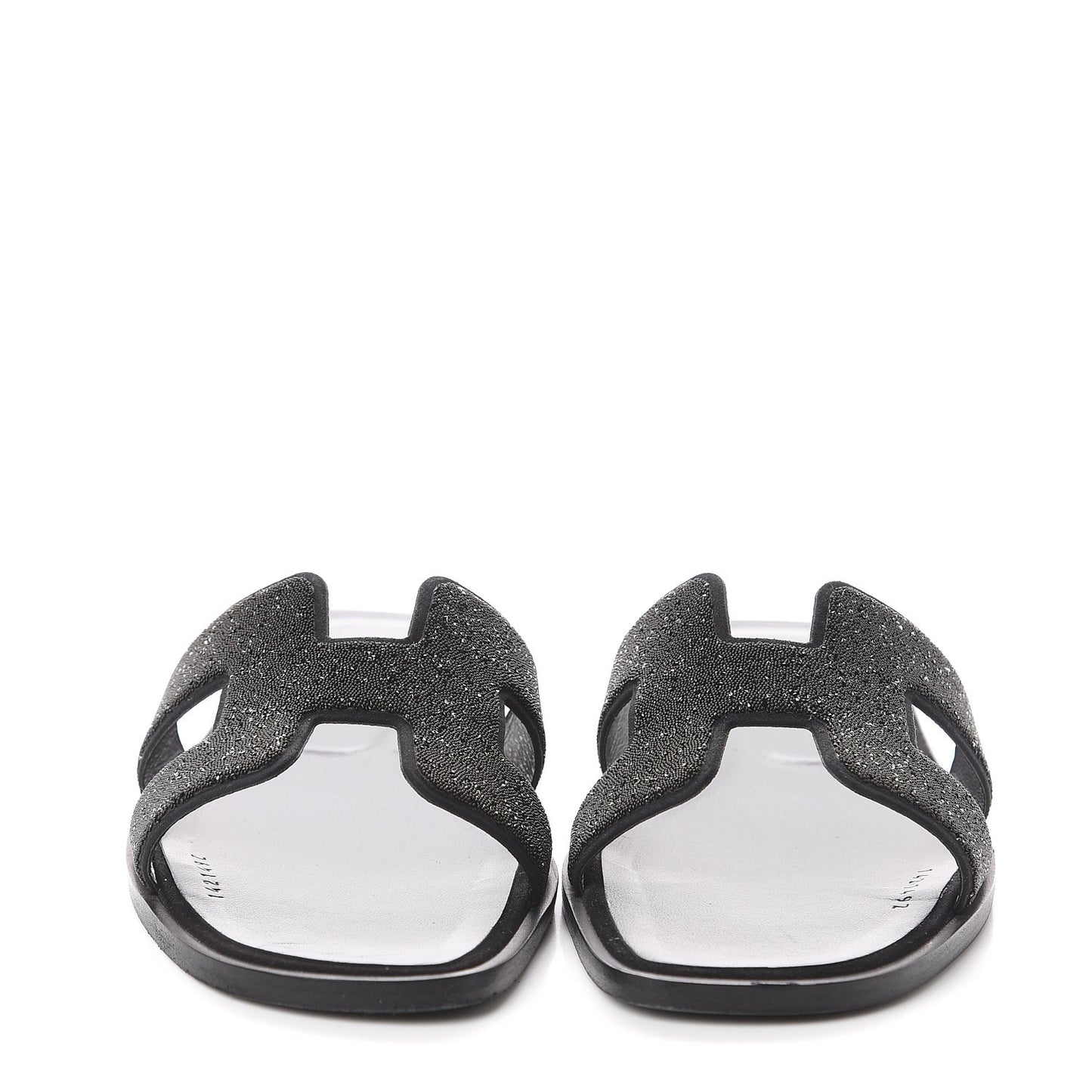 Suede Goatskin Crystal Powder Oran Sandals 37 Black