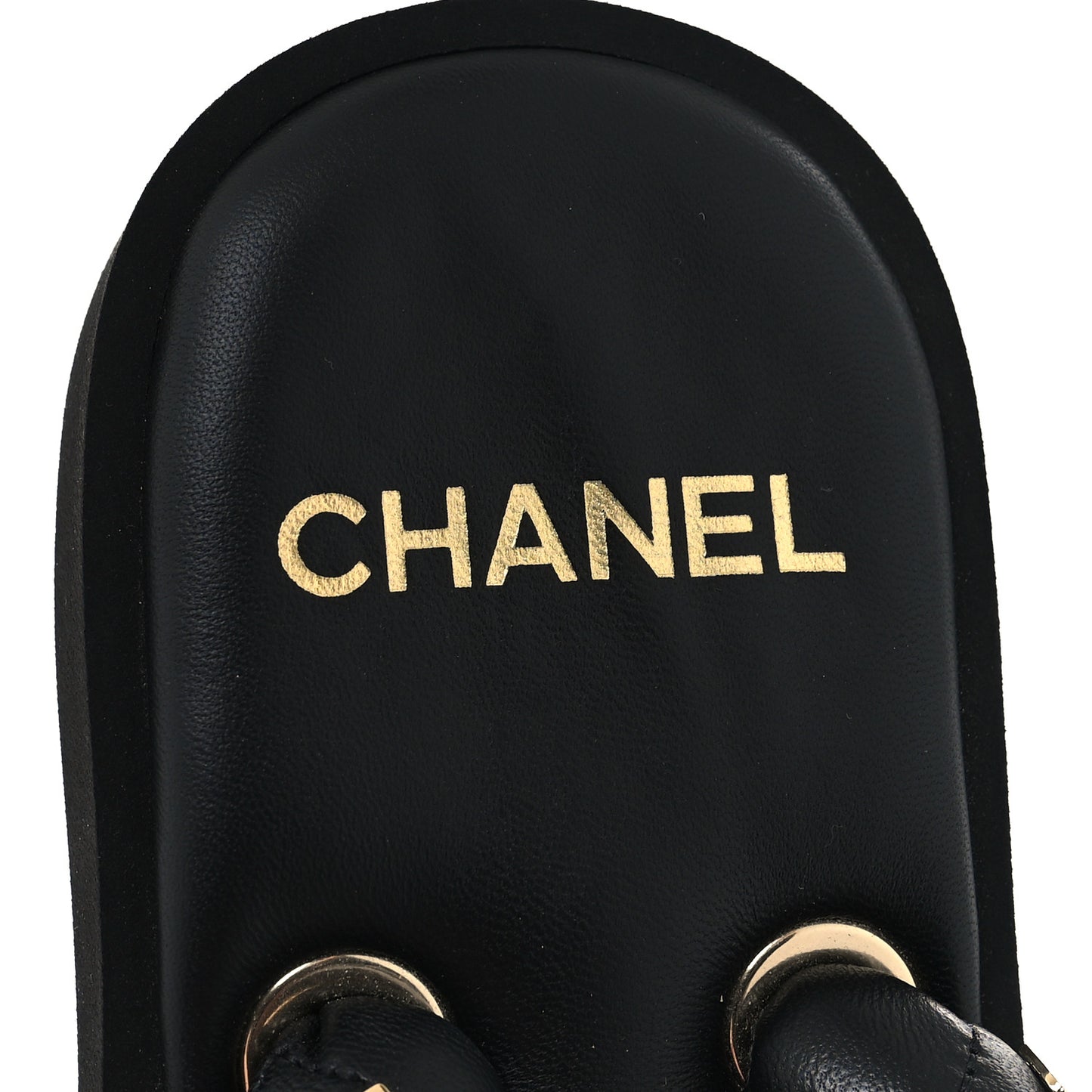 Lambskin Quilted Padded Charms Thong Sandals 40 Black