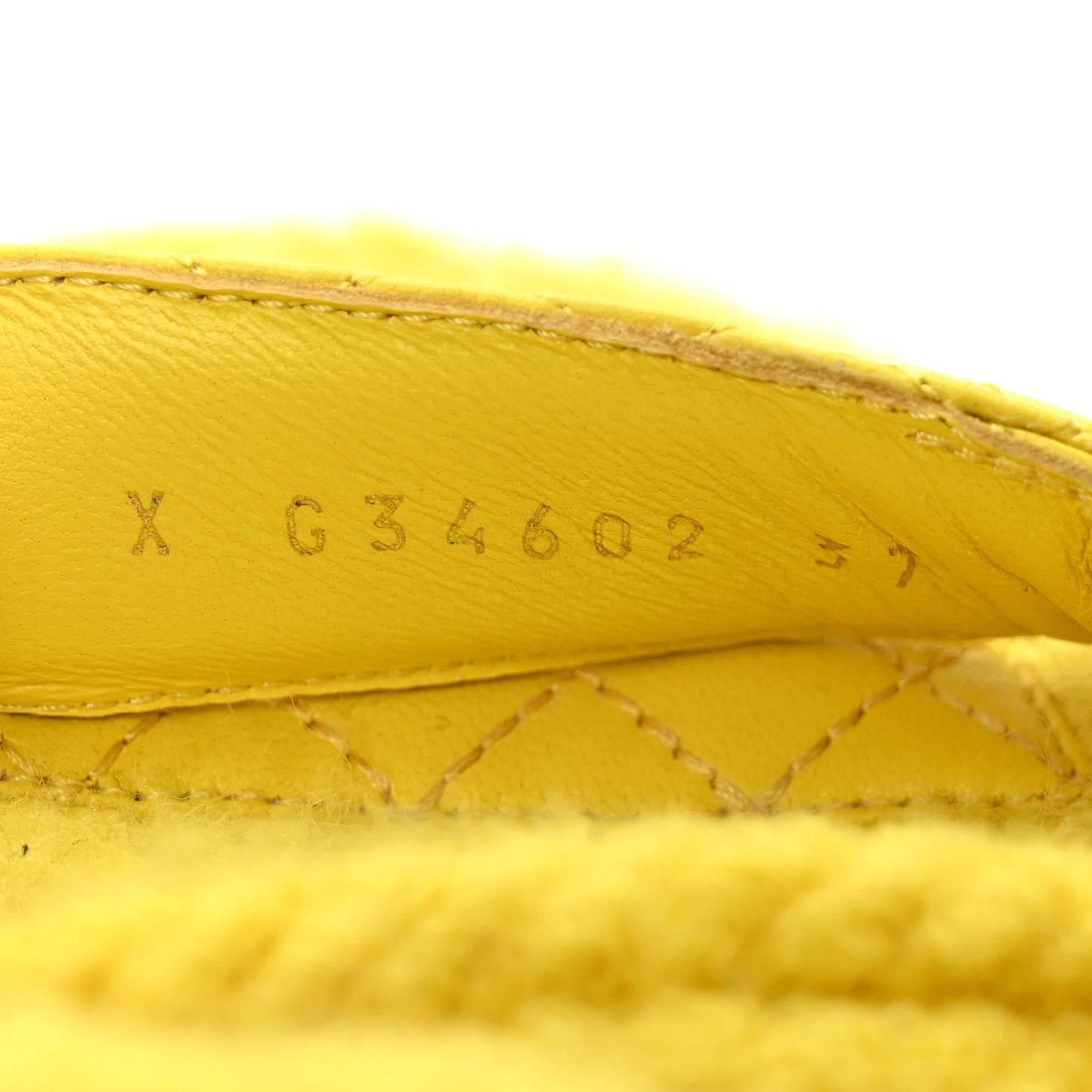 Cord Lambskin Quilted Logo Sandals 37 Yellow